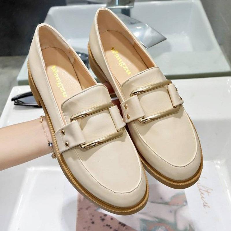 Fashion Shoes For Women Black Luxury Leather Casual Woman Pumps Square Heels Round Toe E Genuine Mark Wholesale Elegant Dress Chic Point