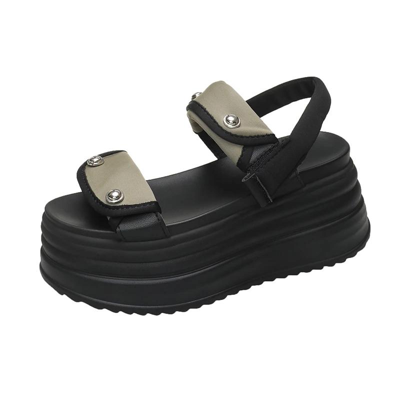 Modes Sieviešu Platformas Sandales JAUNAS Vasaras Dizaineru Zemas Papēžu Masīvi Apavi 8CM Pludmales Iešļūcenes Sieviešu Gladiators Sporta Sandales