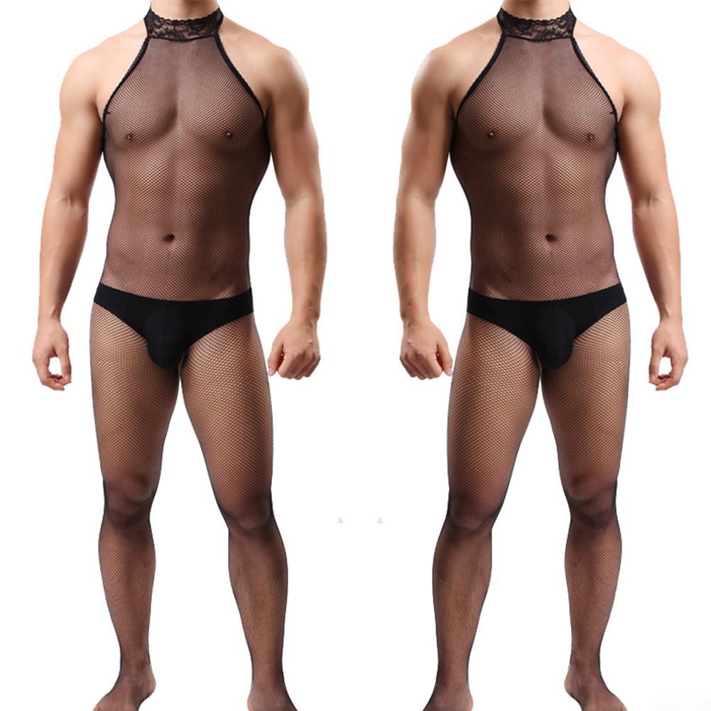 Bodystocking Fishnet Men Sexy Bodysuit Lingerie Mens Mesh