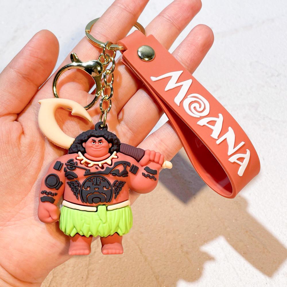 Disney Cartoon Moana Movie Figure Keychain Cute Moana Maui Modeling Doll Keychain Bag Pendant Car key Accessories Gifts 1pcs