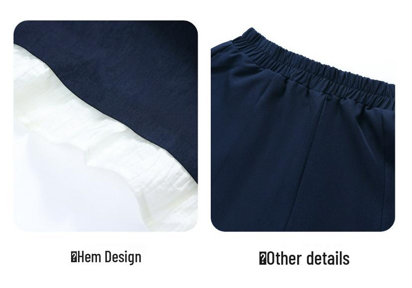 Elegant Summer Casual Suit for Women: Loose Two-Piece Set with Mid-Sleeves, Perfect for Women Aged 40 and Above.