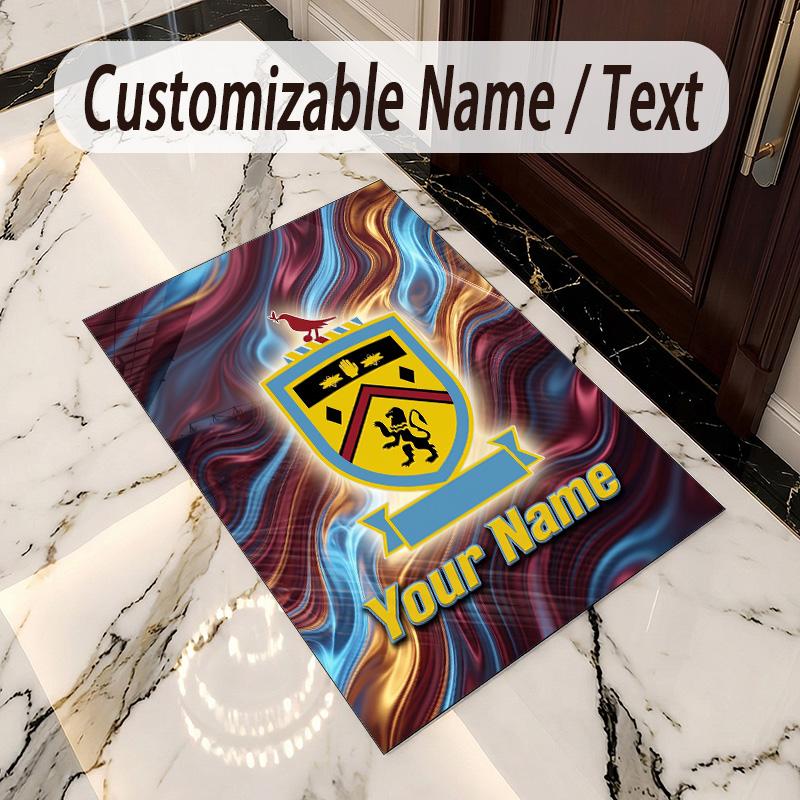 Crystal Velvet Rug Burnley Football Print Custom Name Text Floor Mat Home Decor