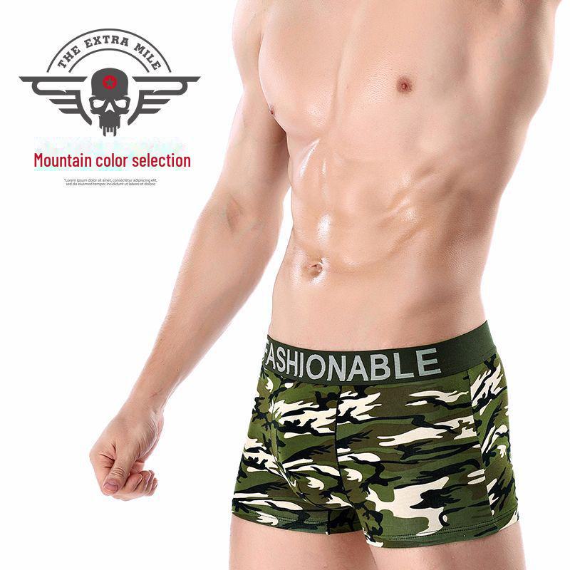 Men's Camouflage Cotton Boxer Briefs - Trendy, Breathable Military Style