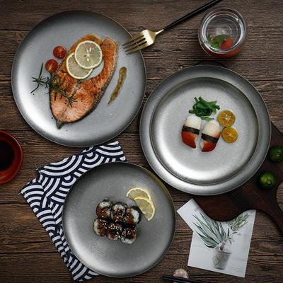 23CM Yuvarlak Düz Tabak 304 Paslanmaz Çelik Düz Tabak Çift Tabak Ev Sofra Takımı Kase Tabak
