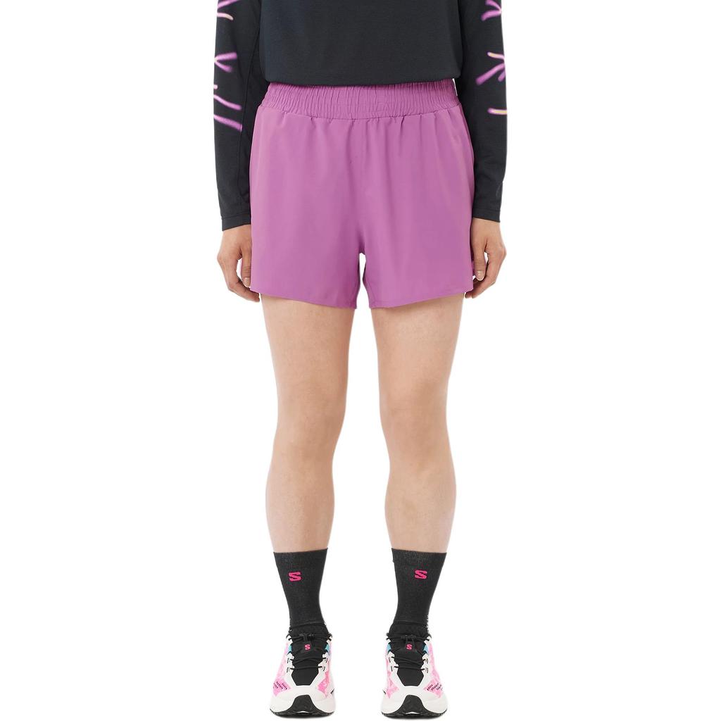 Salomon Shakeout Core 2 In 1 4" Solid Color Drawstring Elastic Built In Quick Dry Running Shorts Women shorts C28430