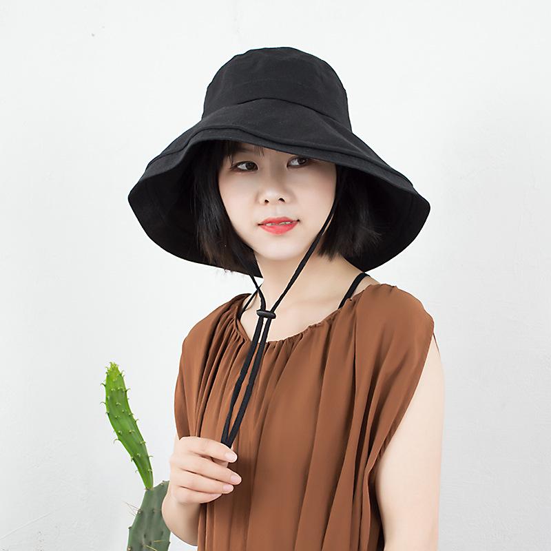 11cm Large Brim Sun Beach Hat Woman Casual Travel Solid Colors Bucket Hat Ladies Windproof Sun Visor Hat Wide Brim Summer Hat