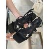 Galaxy Butterfly New Medium Heel Shoes Women's Flower Cross Strap Thick Heel Sandals