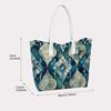 Elegant Teal Geometric Print Tote Bag Stylish Casual Daily Handbag for Outdoor Shopping Commuting