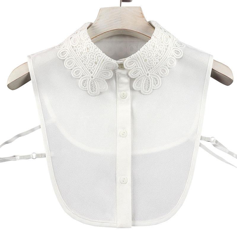 Fake Collar Blouse Versatile Anti-Wrinkle Chiffon Embroidered Fake Collar Shirt Decorative Collar