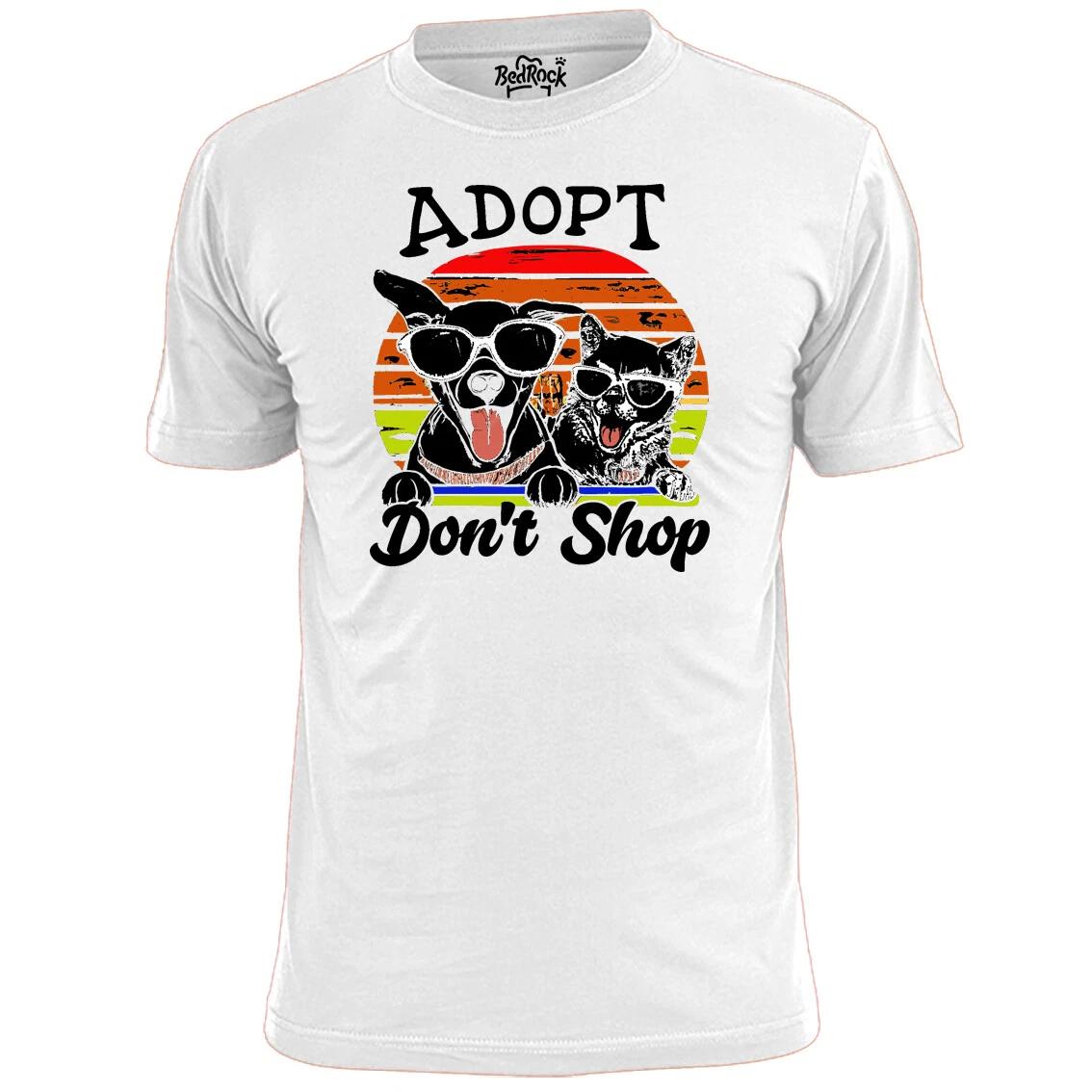 Mens Adopt Don t Shop Dog And Cat T shirt Pets Pooch Hound 3XL