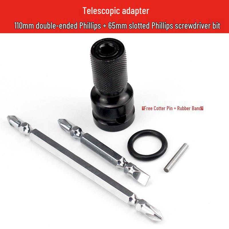 Electric to Air Impact Wrench Converter: 1/2" to 1/4" Hex Bit Adapter with Telescopic Spring Sleeve.