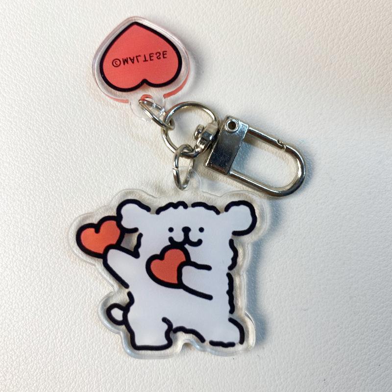 Roztomilý kreslený akrylový přívěsek pro štěně pejska Zábavný kreslený roztomilý přívěsek na školní tašku Příslušenství Malý dárek