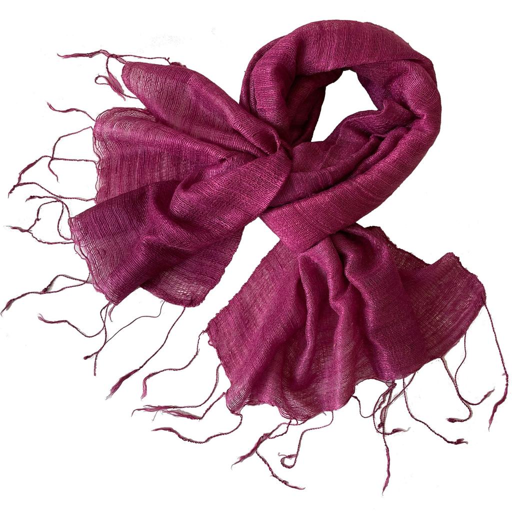 Plain Yamamayu Silk Thai Silk [Kyara] Stole, 100% (Large Size) (Reddish Purple)