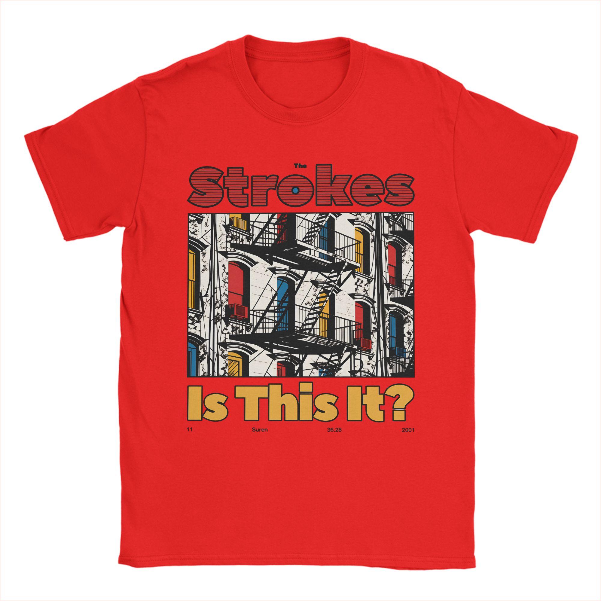

Men TShirts The Strokes Band Vintage Pure Cotton Tee Shirt Short Sleeve T Shirt Round Collar Tops Party S