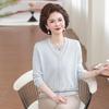 Spring 2026 Elegant Chinese-Style Knitted Two-Piece Cardigan Set for Middle-Aged & Elderly Women
