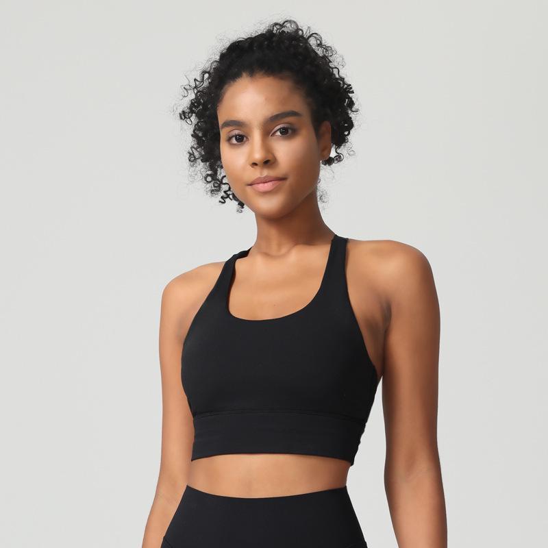 2025 High Support Lycra Sports Bra with Removable Pads and Cross Back Design for Yoga Fitness