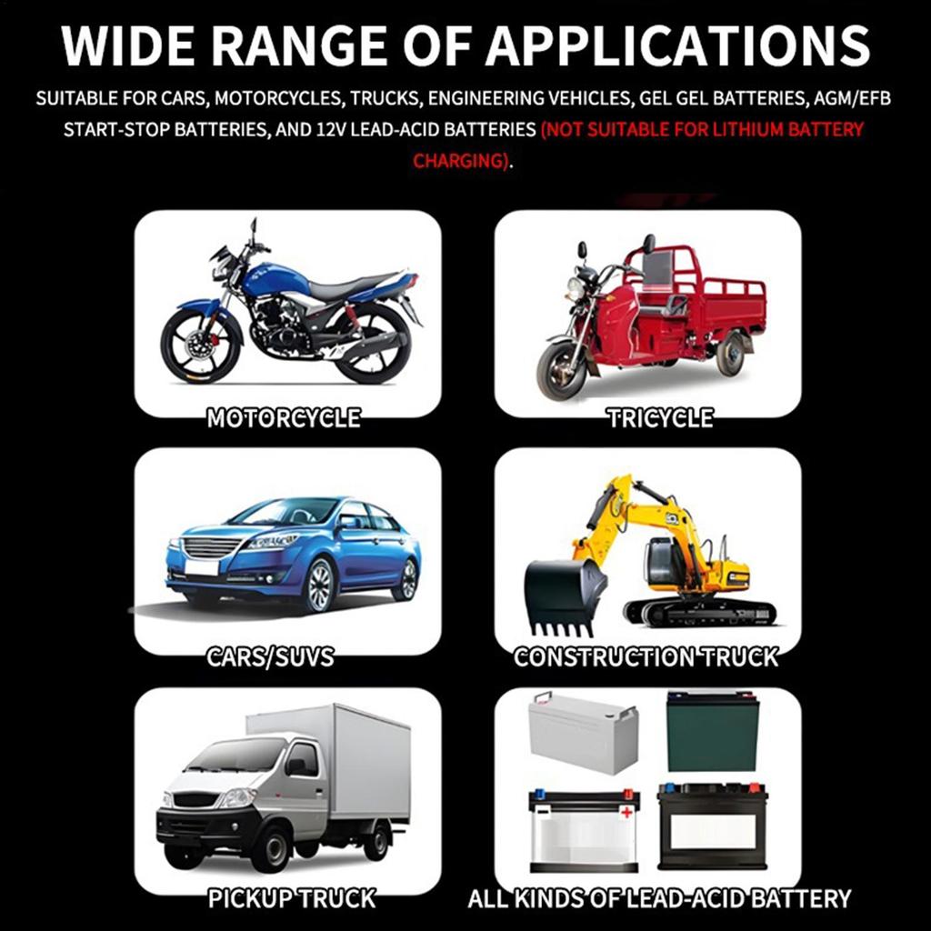 Car Battery Charger 12V6A Automatic Battery Fast Charger Vehicle Charging Maintenance Equipment For Cars Motorcycles Trucks
