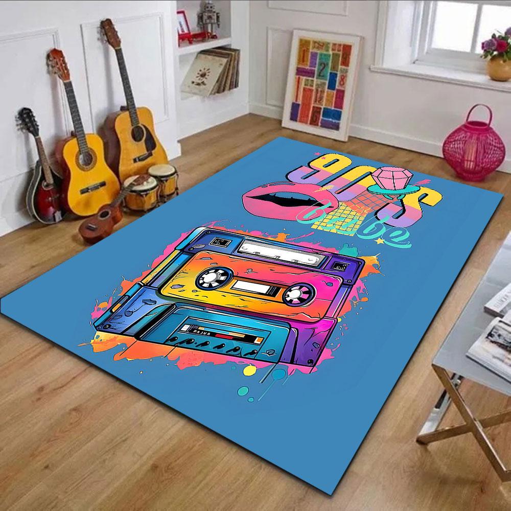 "90s Babe Retro Cassette Design" Patterned carpet, non slip mat suitable for living room and bedroom sofas