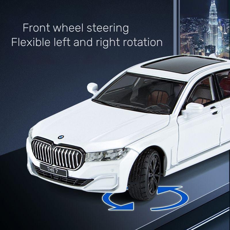 1/24 BMW 760 THE7 Limousine Alloy Miniature Car Diecast Metal Scale Car Model Sound and Light Collection Children Toy Vehicles Gifts