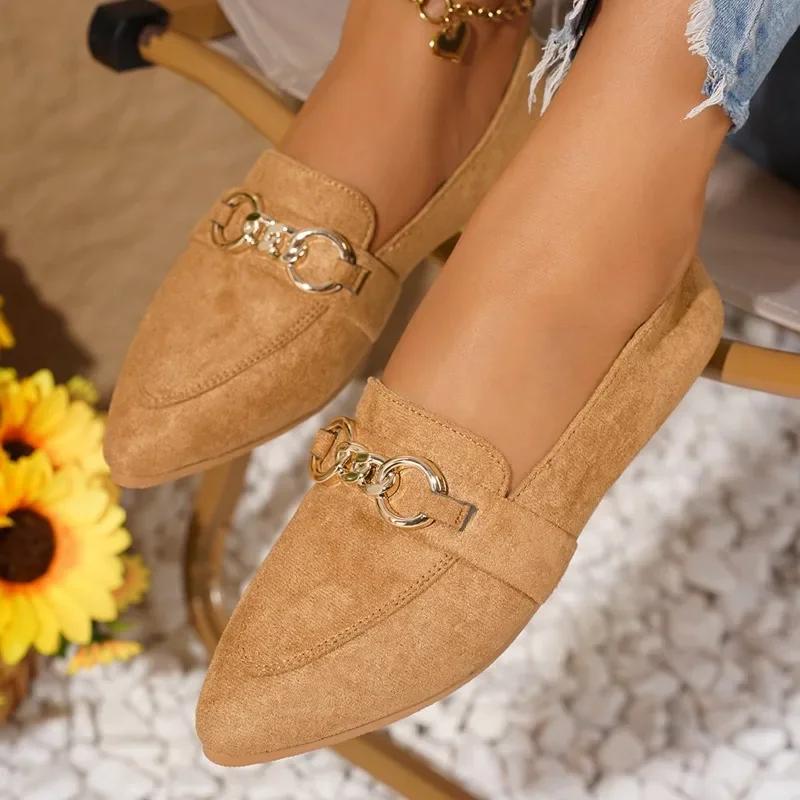 Fashion Ladies Shoes 2024 Hot Sale One Kick Women's Flats Autumn Pointed Toe Solid Solft Sole Casual Comfortable Flats Plus Size Shoes