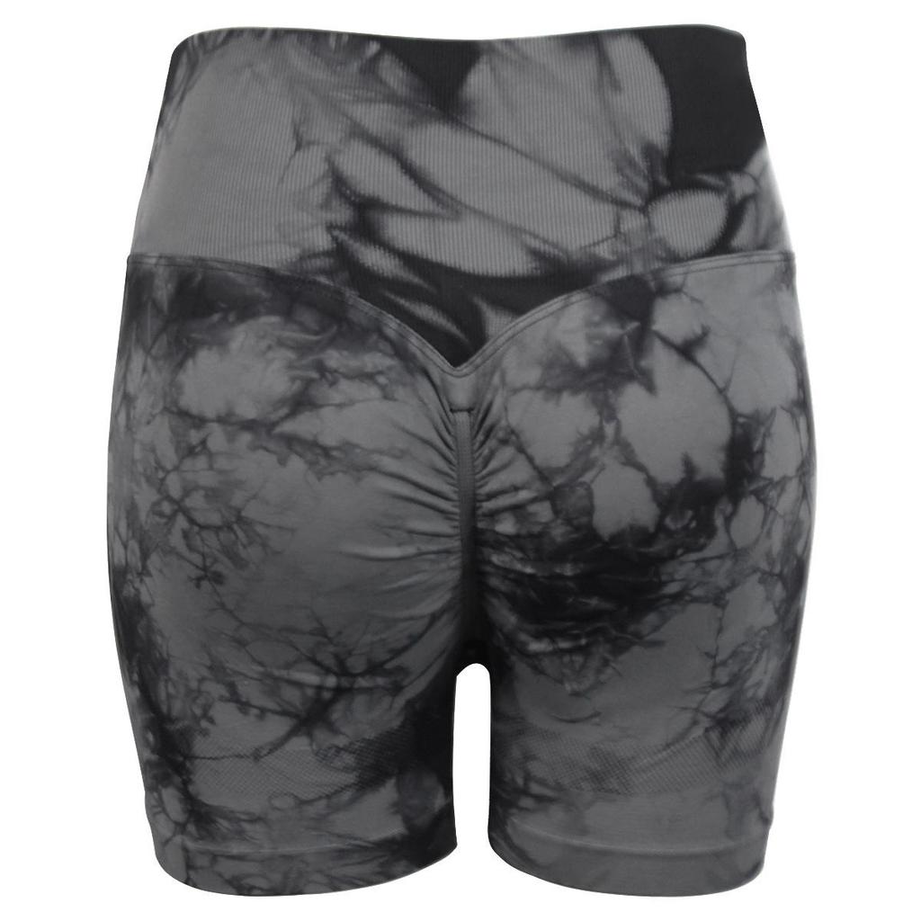 European & American Tie-dye V-Waist Yoga Shorts for Women - Hip-lifting, Three-point Design