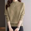 Damski Jednolity Sweter Kaszmirowy z Półwysokim Kołnierzem Jesień Zima Luźny Plus Size Dzianinowy Wełniany Sweter Casual Bluzka Bazowa