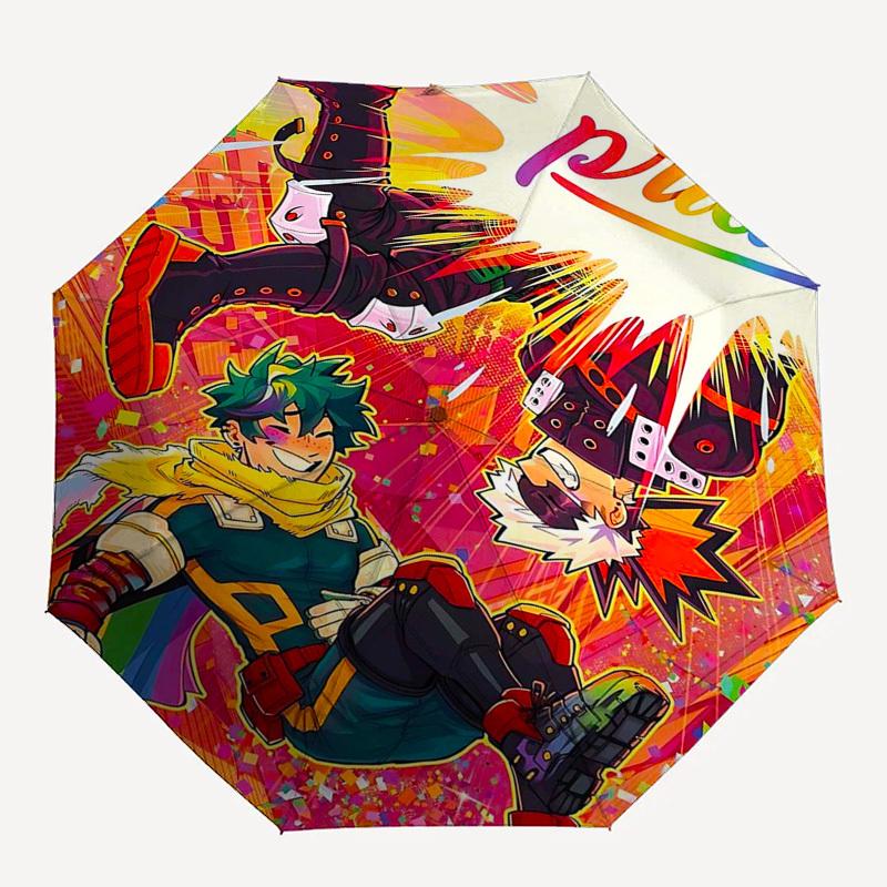 1pc Boku no Hero Academia Outdoor Umbrella - Automatic Opening/Closing, Portable Tri-Fold Design with 8-Rib Iron Frame, Perfect Gift for Fans, Tr