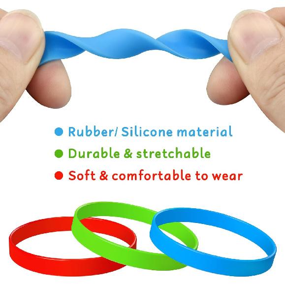 Morcheiong Colored Rubber Bracelets - 100pcs Blank Silicone Wristbands for Men Women and Teens