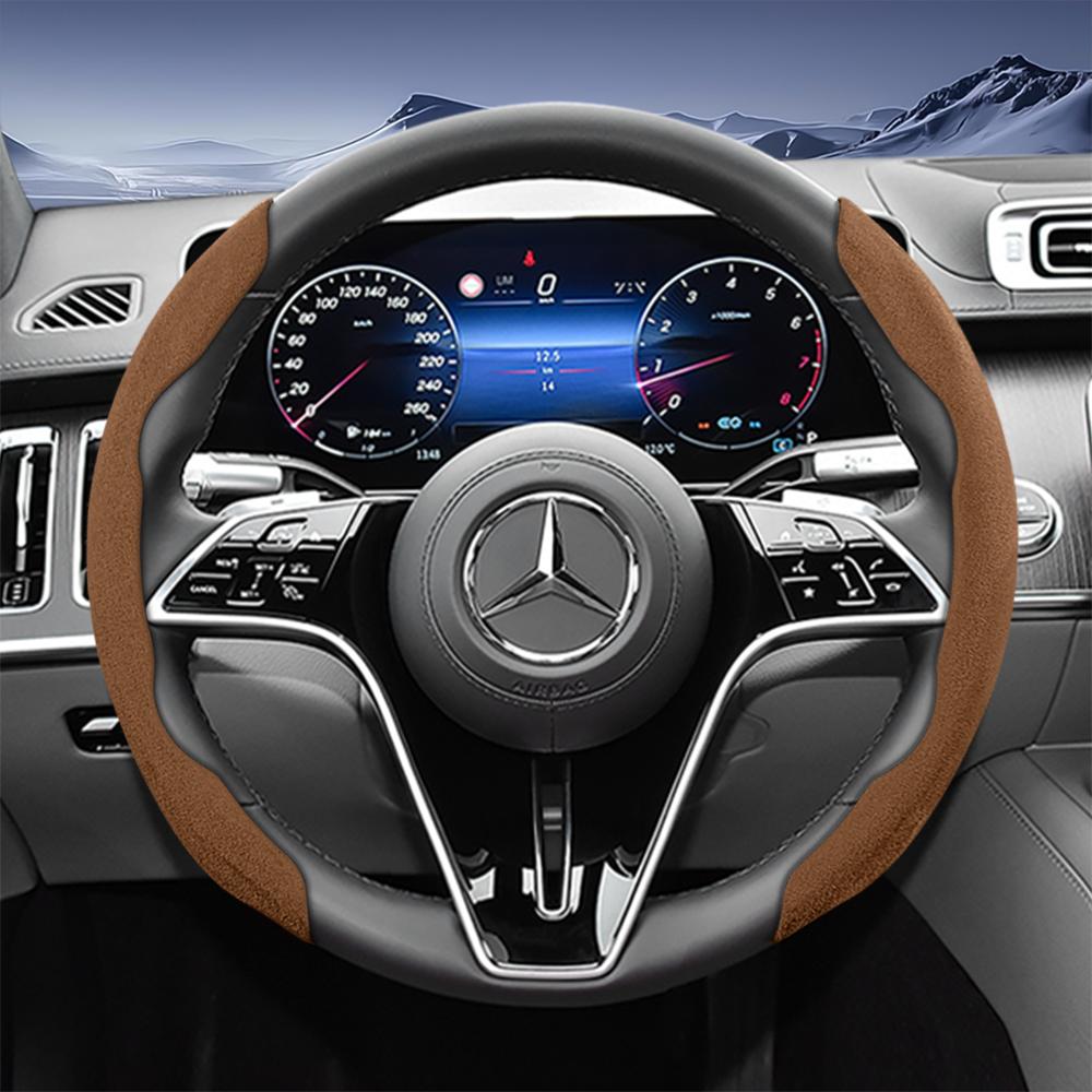 Suitable for Mercedes-Benz Sports Suede Steering Wheel Covers with Split Snap-On Design for V G S a E C Class Gle Glc Gla Glb Cls Cla Eqb Eqe Eqs Amg 
