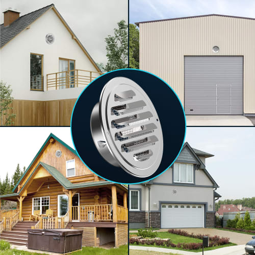 Okryain 100mm Round Ventilation Grille, Stainless Steel, for Ducts, Indoor Ventilation, with Insect Screen, for Duct Hose and Pipe Connections, Plumbi