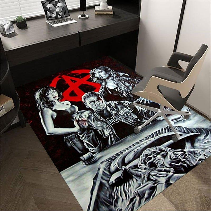 

1pc Sons of Anarchy themed Office Carpet Chair Mats - durable polyester rug for home theater, office, dorm room decor - tA95 60cm by 90cm