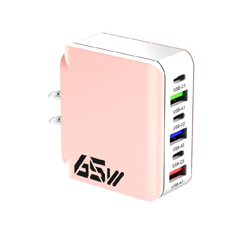6 Port USB Charging Block 65W with Dynamic Power Allocation Charging Station ABS Texture Suitable for Various Devices