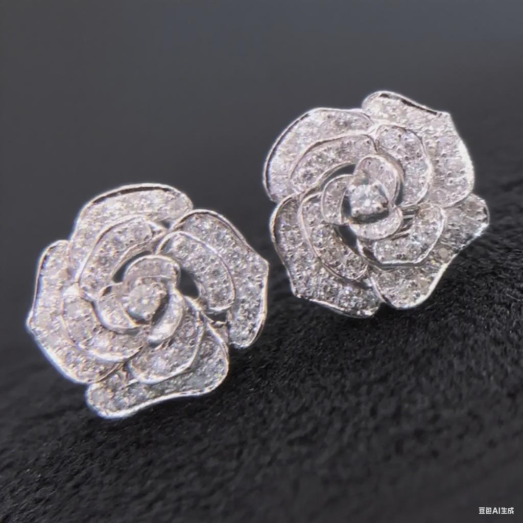 Rose Flower Shape Stud Earrings Micro Paved Zircon  Silver Plated Ear Jewelry For Women Temperament Bridal Engagement Banquet