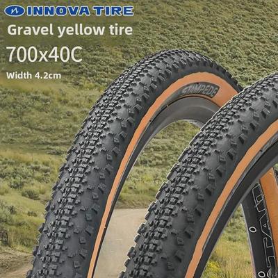 Innova Yellow Edge Off-Road Gravel Bicycle Tire 700x40c, Ultra-Light & Puncture-Proof