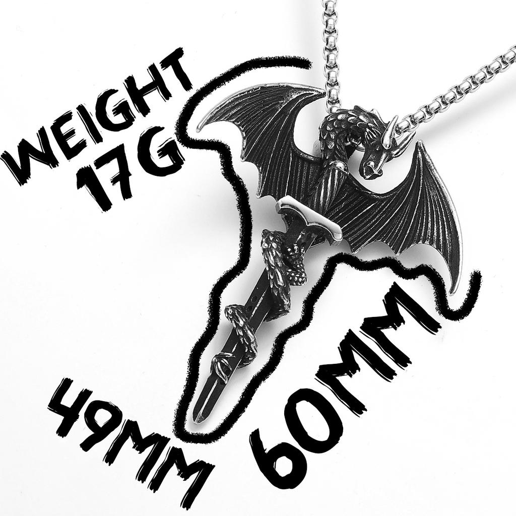 Dragon Slaying Sword Men Necklaces Stainless Steel Pendant Chain Women Punk Fashion Jewelry New Accessories Gifts