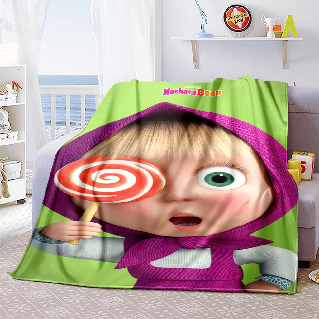 Russian animation Fairy Tale Masha and the Bear Cartoon Blanket Soft Four Seasons Home Bed Blanket Sofa Cover Office Napping Picnic Blanket M1