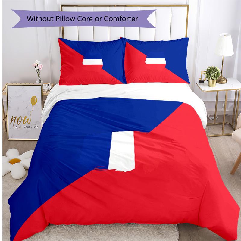 France Football Printed Bedding 3 Piece Set Cozy Breathable Bed Cover Set as Housewarming Holiday Gift