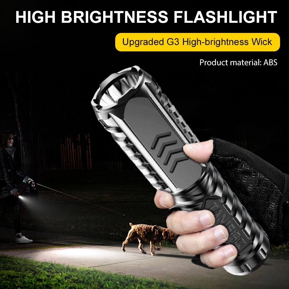 Mini Portable Flashlight USB Rechargeable Small Household Torch Outdoor Camping Hiking Emergency Lighting Light