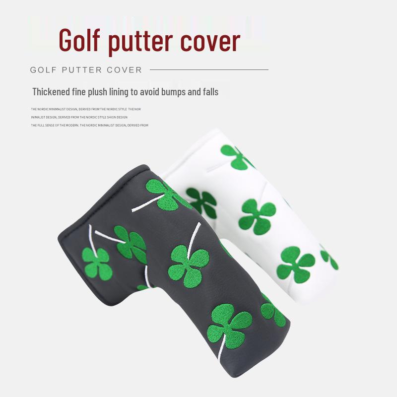Four-Leaf Clover Golf Putter Cover - Thick Plush L-Shaped Club Protector