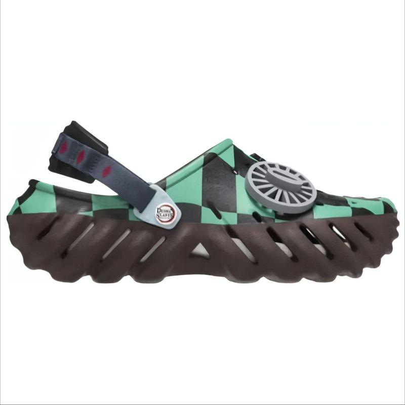 Demon Slayer X Crocs Non-slip and Wear-resistant Hole Shoes for Men and Women In Green and Black