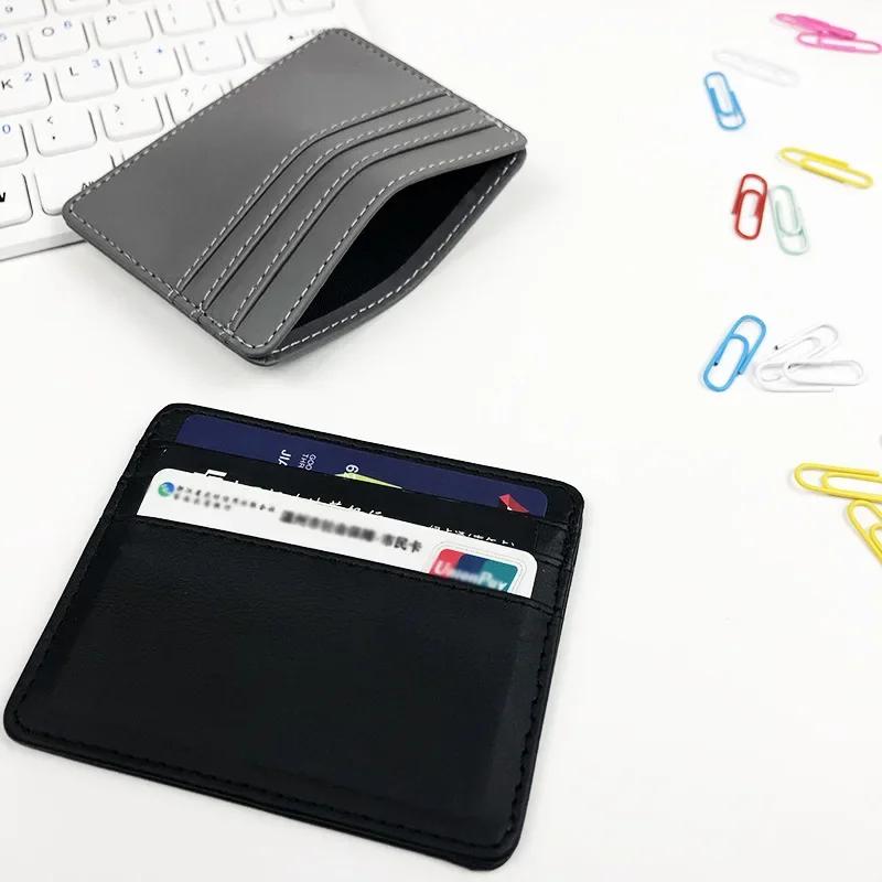 Solid Color Slim Id Bank Card Holder Wallet For Men Women Business Pu Leather Card Protector Case Coin Cards Cover Pouch Bag