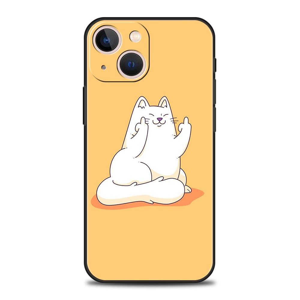 Cute Animals Cat Cartoon Phone Case For iPhone 17 16 15 Pro Max 11 12 13 14 7 8 Plus SE 2020 X XR XS Cover Soft Black