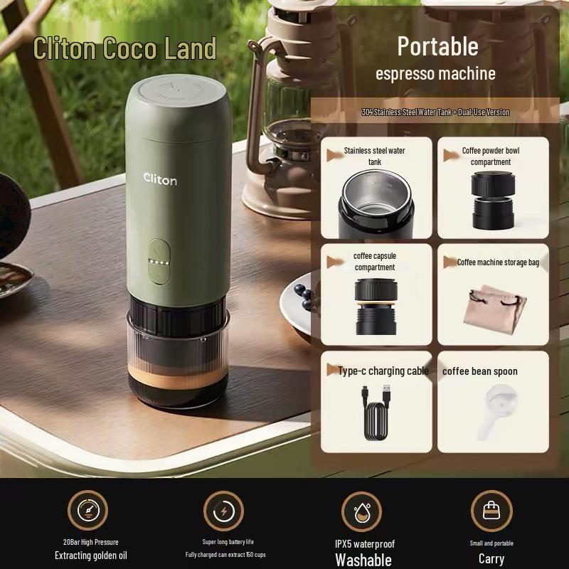 Cliton Portable Italian Espresso Capsule Machine - Semi-Automatic Moka Pot
