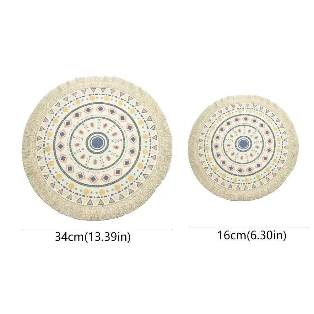 Romantic Bohemian Placemats Round Coaster Cotton Pad Heat Insulation Mat  Wedding Table Decor