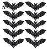Black Bat Wall Art 10 Pcs Halloween Plastic Bats Lifelike Mini Decoration Realistic Spooky Decals Fake Decor for Trick Prank Prop Party