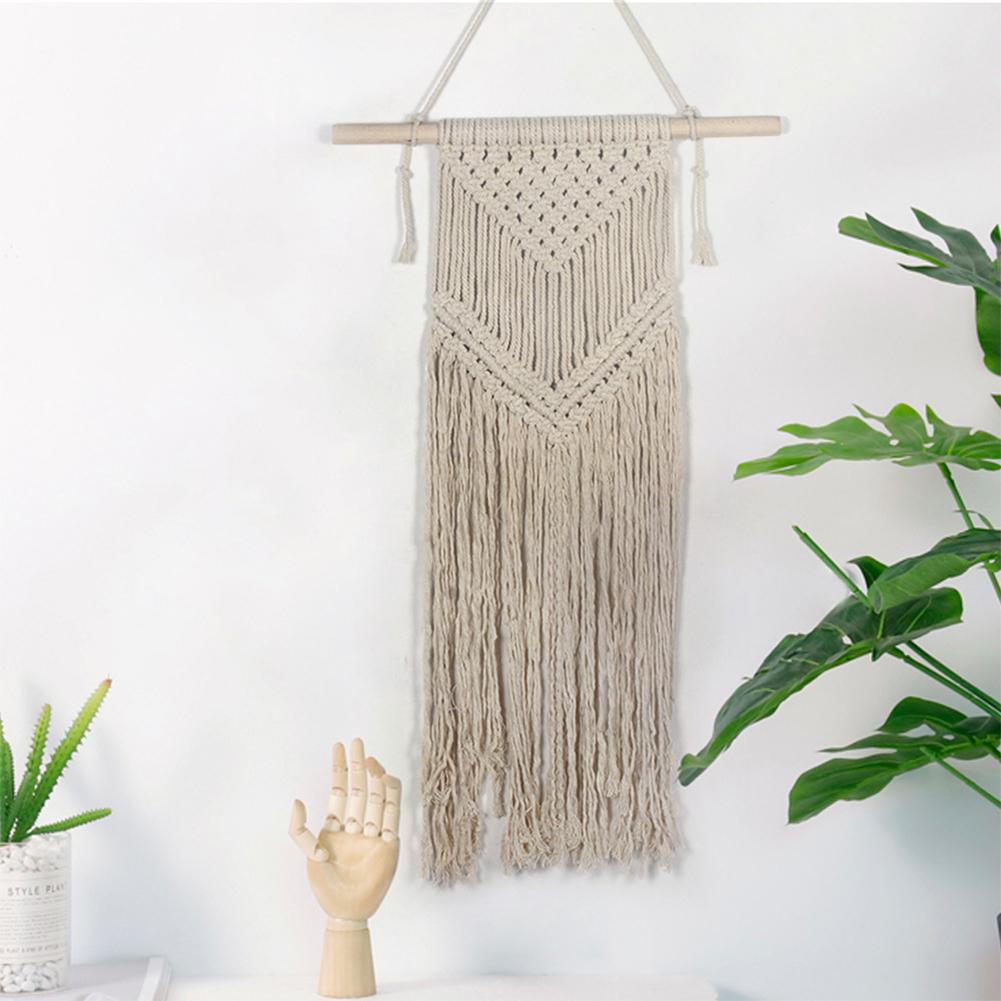 Pure Cotton Tapestry Hand Woven Cotton Tassel Hanging Tapestry for Living Room Wall Decor Beautiful Apartment Dorm Room Decoration