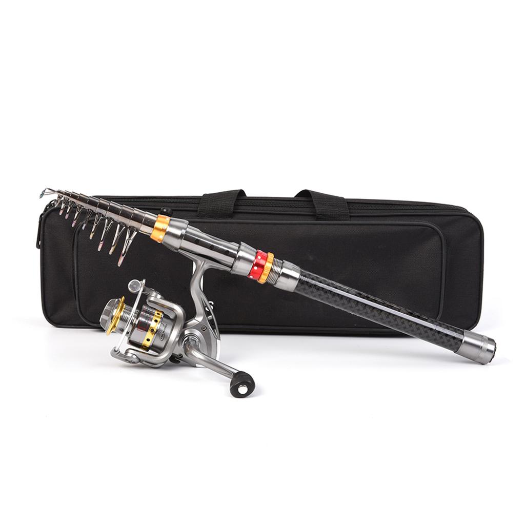 Lixada Telescopic Fishing Rod and Reel Combo Full Kit Carbon Fiber Fishing Rod Pole + Spinning Fishing Reel + Fishing