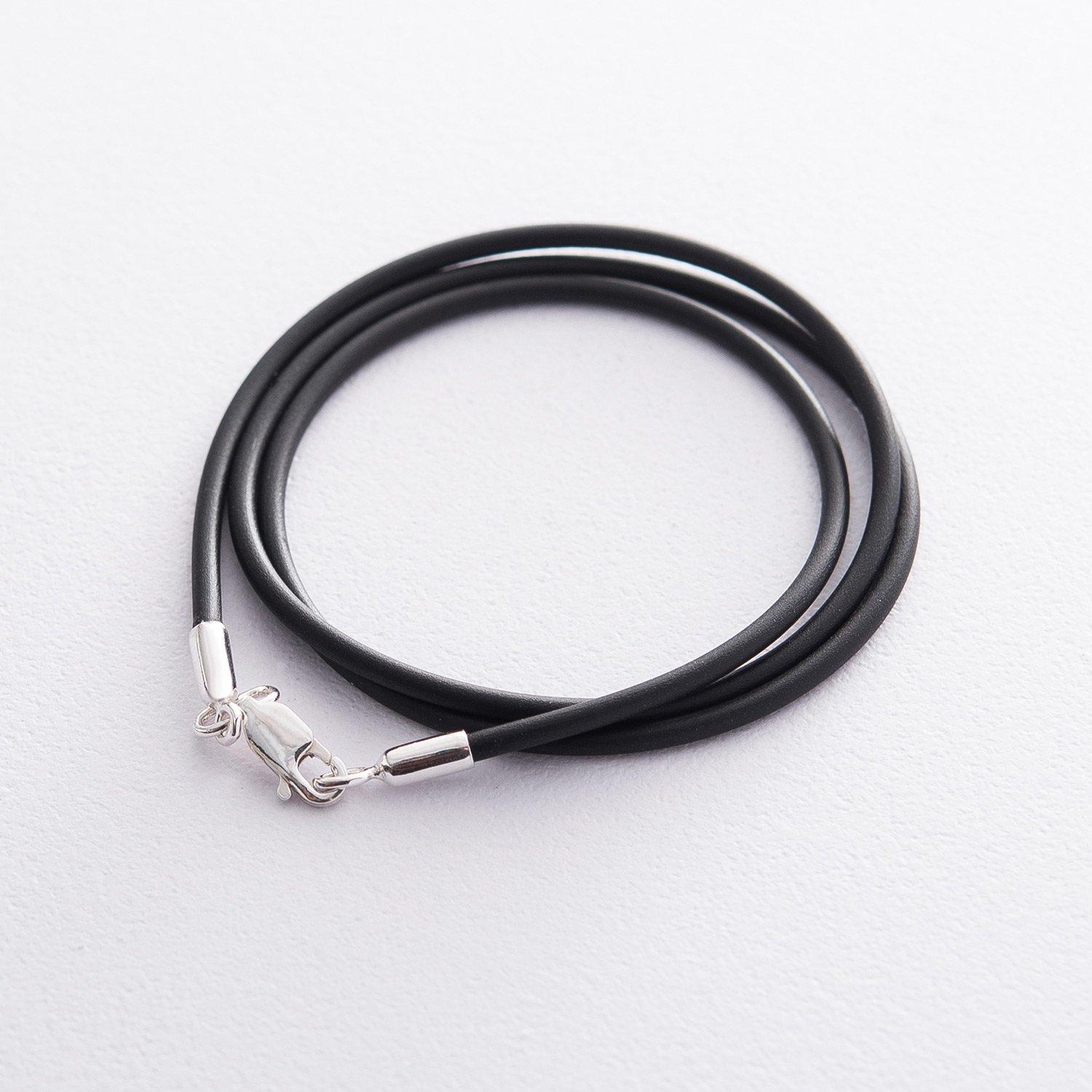 

Каучуковий шнурок з гладкою срібною застібкою (2мм) Oniks 30 срібний