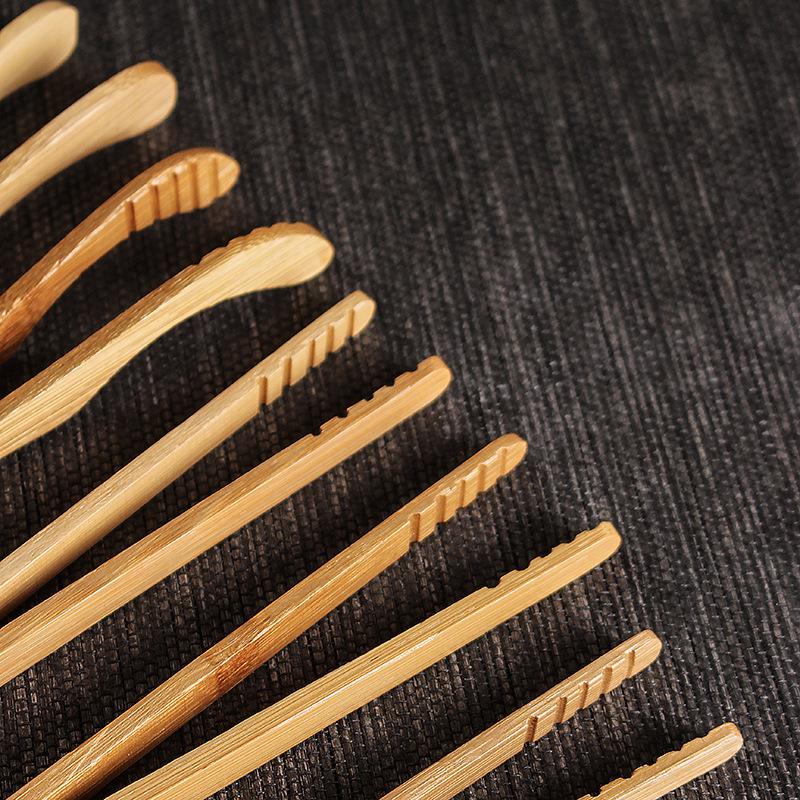 High-Temp Resistant Bamboo Tea Tongs - Portable Travel Tea Set Tweezers & Anti-Scald Cup Clips
