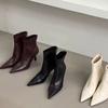 Hepburn style one-pedal thin pointed women's boots short high heels fashion boots rear zipper thin short boots